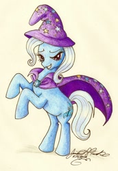 Size: 400x580 | Tagged: safe, artist:gina-su, imported from derpibooru, trixie, pony, unicorn, female, mare, signature, simple background, solo, traditional art, white background