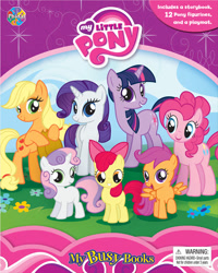Size: 720x900 | Tagged: safe, imported from derpibooru, apple bloom, applejack, pinkie pie, rarity, scootaloo, sweetie belle, twilight sparkle, book, hatless, merchandise, missing accessory, my busy books, my little pony logo, phidal, stock vector