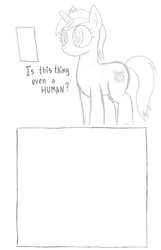 Size: 900x1400 | Tagged: safe, artist:lostmahpants, imported from derpibooru, lyra heartstrings, pony, exploitable, female, humie, monochrome, paper, solo, template