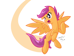 Size: 2308x1772 | Tagged: safe, artist:danmakuman, imported from derpibooru, scootaloo, pegasus, pony, female, scootaloo can fly, solo