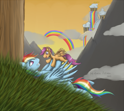 Size: 847x758 | Tagged: safe, artist:krisph, imported from derpibooru, rainbow dash, scootaloo, scootalove