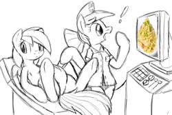 Size: 900x600 | Tagged: safe, artist:tg-0, edit, imported from derpibooru, nurse redheart, rainbow dash, exploitable meme, meme, spaghetti, ultrasonic rainboom, ultrasound
