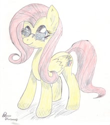 Size: 702x800 | Tagged: safe, artist:blazang, imported from derpibooru, fluttershy, color, glasses, traditional art