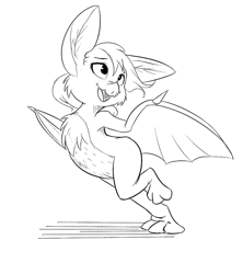 Size: 700x787 | Tagged: safe, artist:jalm, imported from derpibooru, anthro, bat, fruit bat, monochrome, solo