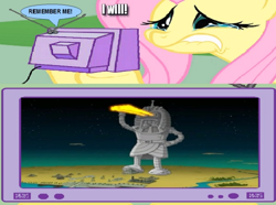 Size: 680x507 | Tagged: safe, imported from derpibooru, fluttershy, bender bending rodriguez, bender bending rodríguez, exploitable meme, fluttercry, futurama, remember me, statue, tv meme