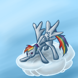 Size: 2500x2500 | Tagged: safe, artist:killamnjaro, imported from derpibooru, rainbow dash, pony, cloud, female, solo