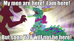 Size: 993x558 | Tagged: safe, edit, edited screencap, imported from derpibooru, screencap, garble, rainbow dash, spike, twilight sparkle, dragon, dragon quest, crackle's cousin, dragon disguise, image macro, the princess bride