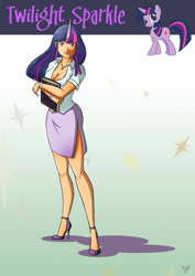 Size: 800x1132 | Tagged: safe, artist:accessworld, edit, imported from derpibooru, twilight sparkle, human, breasts, cleavage, high heels, horned humanization, humanized, she got legs