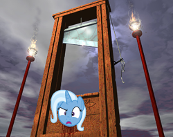 Size: 822x651 | Tagged: safe, imported from derpibooru, trixie, pony, blood, error x, execution, female, guillotine, imminent death, imminent decapitation, solo