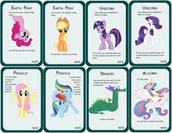 Size: 3080x2384 | Tagged: dead source, safe, artist:kdogfour, imported from derpibooru, applejack, crackle, fluttershy, pinkie pie, princess celestia, rainbow dash, rarity, twilight sparkle, alicorn, dragon, earth pony, pegasus, pony, unicorn, comic sans, munchkin