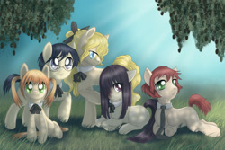 Size: 900x600 | Tagged: safe, artist:feather-ponyart, imported from derpibooru, emi ibarazaki, hanako ikezawa, katawa shoujo, lilly satou, ponified, rin tezuka, shizune hakamichi