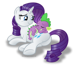 Size: 1024x872 | Tagged: safe, artist:aleximusprime, imported from derpibooru, rarity, spike, dragon, pony, unicorn, butt, eyes closed, female, interspecies, male, plot, shipping, simple background, sleeping, sparity, straight, transparent background, vector