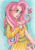 Size: 423x600 | Tagged: safe, artist:nickyflamingo, imported from derpibooru, fluttershy, butterfly, human, humanized, traditional art, winged humanization