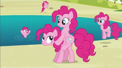 Size: 852x474 | Tagged: safe, imported from derpibooru, screencap, pinkie pie, earth pony, pony, season 3, too many pinkie pies, clone, female, mare, multeity, pinkie clone, ponies riding ponies, riding, self riding, too much pink energy is dangerous