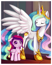 Size: 881x1096 | Tagged: safe, artist:ende26, imported from derpibooru, princess cadance, princess celestia, filly