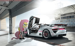 Size: 1131x707 | Tagged: safe, artist:evilimpala-ss, imported from derpibooru, fluttershy, car, irl, ponies in real life, porsche, porsche 918, supercar