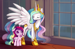 Size: 1280x838 | Tagged: safe, artist:ende26, imported from derpibooru, princess cadance, princess celestia, filly, wallpaper