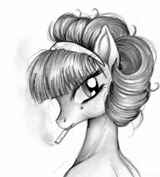 Size: 800x882 | Tagged: safe, artist:dashiepie, imported from derpibooru, oc, oc only, pony, cigarette, grayscale, monochrome, smoking, solo