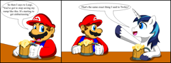 Size: 1269x472 | Tagged: safe, artist:koopa-master, imported from derpibooru, shining armor, cider, comic, crossover, mario, super mario bros.
