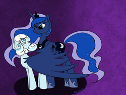 Size: 1024x768 | Tagged: safe, artist:precelx3. oc, imported from derpibooru, princess luna, oc, oc:snowdrop, pegasus, pony