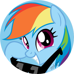 Size: 745x745 | Tagged: safe, artist:empty-10, imported from derpibooru, rainbow dash, button, happy, sunglasses