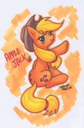 Size: 1175x1779 | Tagged: safe, artist:yurichu, imported from derpibooru, applejack, traditional art