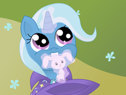 Size: 2048x1536 | Tagged: safe, artist:risgrestarsfx, imported from derpibooru, trixie, rabbit, cute, diatrixes, female, filly, filly trixie, magic trick, younger