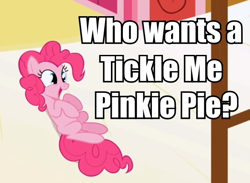 Size: 586x430 | Tagged: safe, edit, edited screencap, imported from derpibooru, screencap, pinkie pie, pony, griffon the brush off, bronybait, female, image macro, mare, solo, tickling