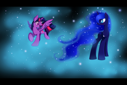 Size: 1200x800 | Tagged: safe, artist:silverflitterdragon, imported from derpibooru, princess luna, twilight sparkle, alicorn, pony, butt, female, mare, plot, twilight sparkle (alicorn)