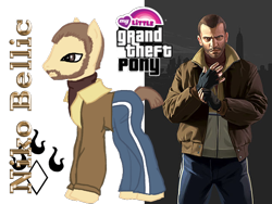 Size: 640x480 | Tagged: safe, artist:jadestarwolf, imported from derpibooru, earth pony, pony, grand theft auto, gta iv, male, niko bellic, ponified, stallion