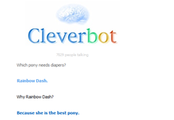 Size: 464x321 | Tagged: safe, imported from derpibooru, rainbow dash, cleverbot, diaper, meme, no pony, text