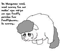 Size: 1024x768 | Tagged: safe, artist:the mungoman, imported from derpibooru, fluffy pony, crying, fluffybooru, meta, monochrome, solo