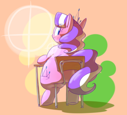 Size: 1280x1160 | Tagged: safe, artist:secretgoombaman12345, imported from derpibooru, diamond tiara, pony, ask chubby diamond, chair, fat, female, solo