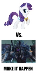 Size: 651x1337 | Tagged: safe, imported from derpibooru, rarity, giant crab, borderlands, crabworm, crawmerax the invincible, exploitable meme, make it happen, rarity fighting a giant crab