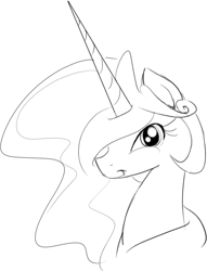 Size: 736x965 | Tagged: safe, artist:zev, imported from derpibooru, princess celestia, pony, female, grayscale, monochrome, portrait, solo