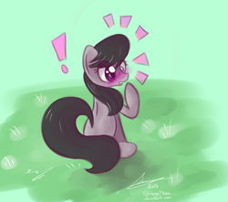 Size: 1375x1213 | Tagged: safe, artist:strangemoose, imported from derpibooru, octavia melody, pony, blushing, cute, exclamation point, female, solo, tavibetes