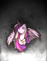 Size: 957x1255 | Tagged: safe, artist:nati789, imported from derpibooru, princess cadance, pony, crying, female, looking at you, portrait, sad, solo, surreal