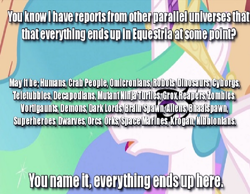 Size: 680x527 | Tagged: safe, imported from derpibooru, princess celestia, alien, human, robot, alternate universe, crossover, equestria, fanfic, image macro, meme, parallel universe, reference, text