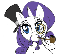 Size: 357x318 | Tagged: safe, artist:furseiseki, imported from derpibooru, rarity, pony, unicorn, beard, fabulous, female, hat, monocle, moustache, pipe, simple background, smoking, solo, top hat, transparent background