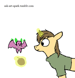 Size: 700x721 | Tagged: safe, artist:ask-art-spark, imported from derpibooru, oc, oc only, fruit bat, pony, unicorn, 30 minute art challenge, clothes, magic, telekinesis