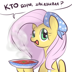 Size: 500x500 | Tagged: safe, imported from derpibooru, fluttershy, pony, borscht, female, food, russian, solo, soup