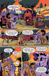 Size: 907x1395 | Tagged: safe, artist:andypriceart, idw, imported from derpibooru, filthy rich, flax seed, rarity, wheat grass, blue jay, pony, my little pony micro-series, spoiler:comic, barnyard bargains, comic, flax seed looks at stuff, idw advertisement, micro-series, official, peace symbol, preview, smiley face, smiling, unnamed character, unnamed pony, yin-yang