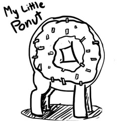 Size: 500x500 | Tagged: safe, artist:devious-stylus, imported from derpibooru, pony, donut, joke, my little ponut, ponified, pun, recursive fanart, rule 85, sprinkles are magic, wat