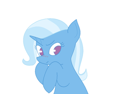 Size: 800x600 | Tagged: safe, artist:m2130138, imported from derpibooru, trixie, pony, unicorn, blushing, female, mare, pixiv, simple background, solo