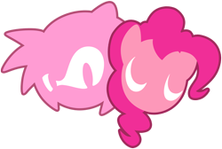 Size: 850x571 | Tagged: safe, artist:fuzon-s, imported from derpibooru, pinkie pie, amy rose, crossover, duo, logo, simple background, sonic the hedgehog (series), style emulation, transparent background