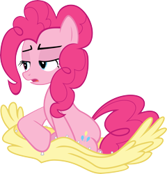 Size: 10385x10797 | Tagged: safe, artist:infinitoa, imported from derpibooru, pinkie pie, earth pony, pony, the crystal empire, absurd resolution, bodysuit, disguise, female, fluttershy suit, lidded eyes, mare, open mouth, ponysuit, simple background, solo, transparent background, vector