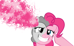 Size: 1920x1200 | Tagged: safe, artist:zaponator, imported from derpibooru, pinkie pie, bang, borderlands, female, headsplosion, paint, smiling, solo, surreal, vector, wallpaper