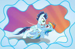 Size: 1600x1050 | Tagged: safe, artist:thunderelemental, imported from derpibooru, rainbow dash, soarin', female, male, shipping, soarindash, straight