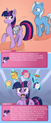 Size: 1080x2568 | Tagged: safe, artist:crystal-secret, artist:darkstarchan, imported from derpibooru, applejack, fluttershy, pinkie pie, rainbow dash, rarity, trixie, twilight sparkle, ask, comic, cyoa, science, sparklestrixesandmagic, sweat, tumblr