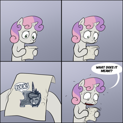 Size: 1280x1280 | Tagged: safe, artist:johnjoseco, artist:lemondevil, imported from derpibooru, princess luna, sweetie belle, exploitable meme, meme, sweetie's note meme, vulgar